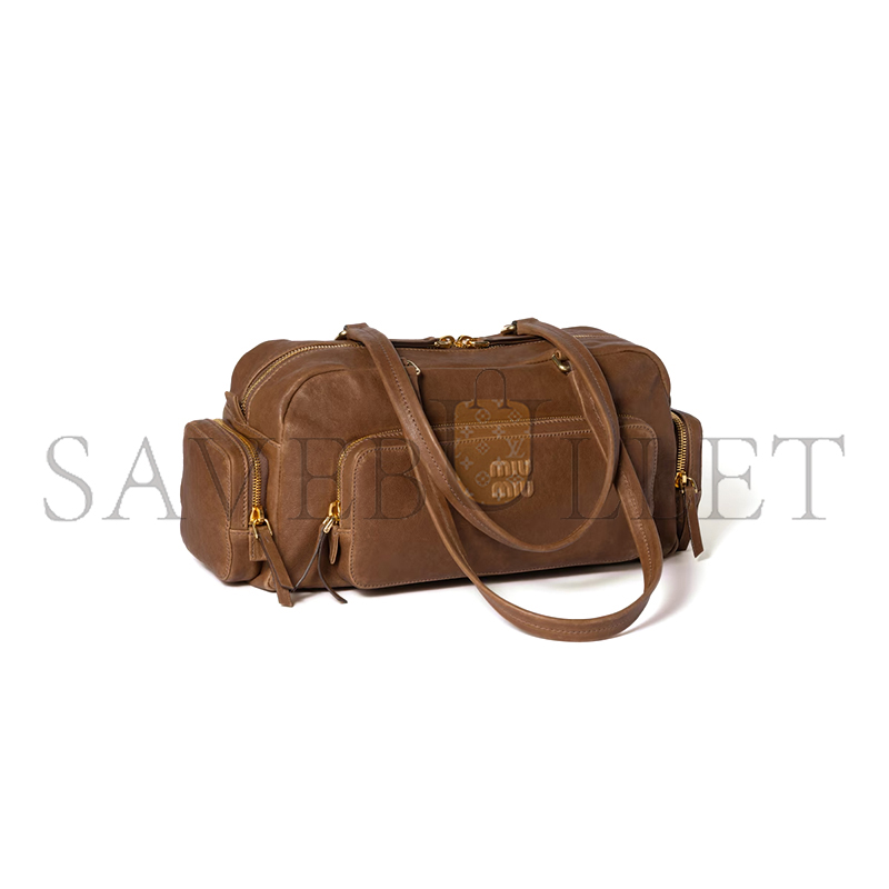 MIU MIU POCKET WASHED NAPPA LEATHER BAG 5BB175 (32*15.5*11cm)